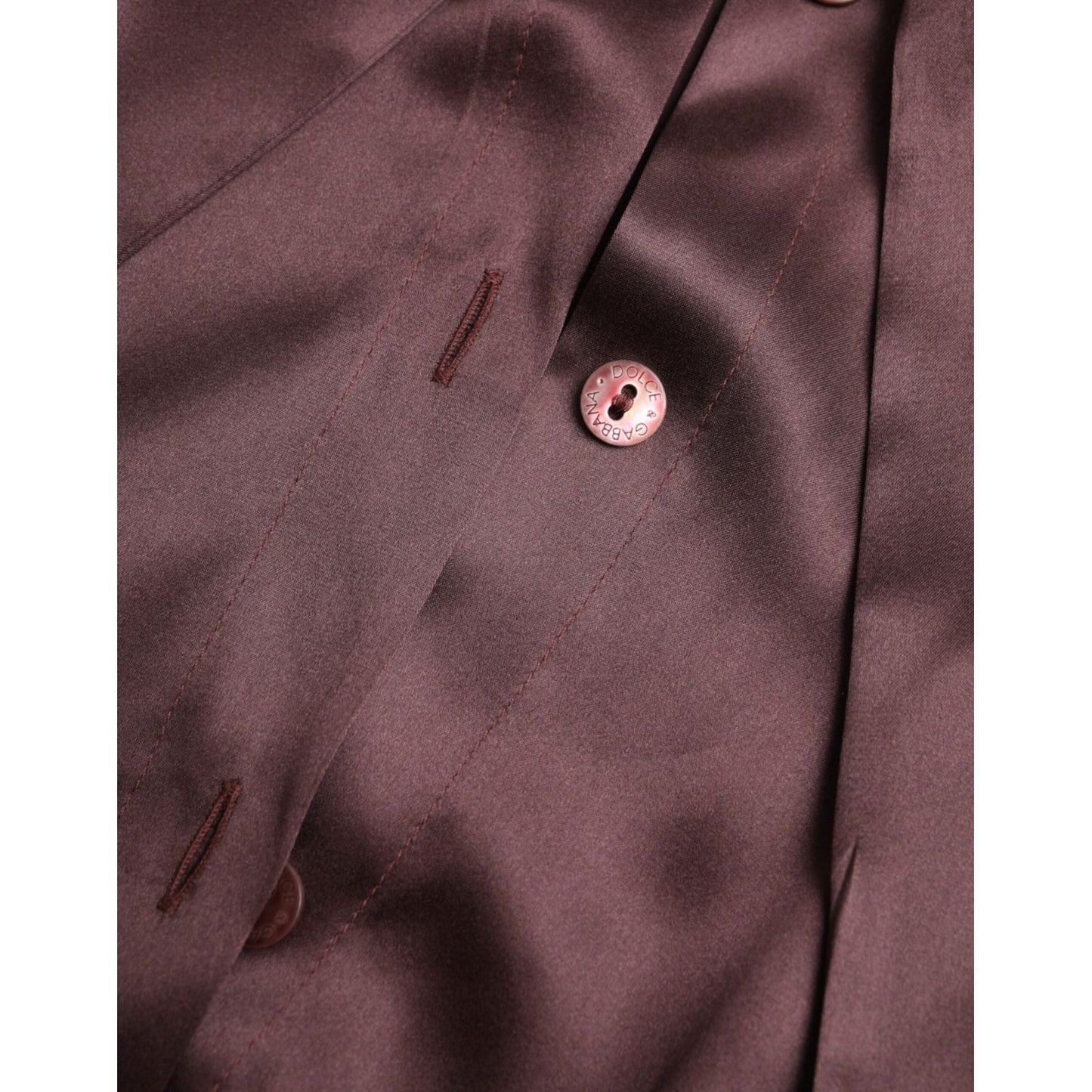 Dolce & Gabbana Brown Ascot Collar Long Sleeve Top Blouse