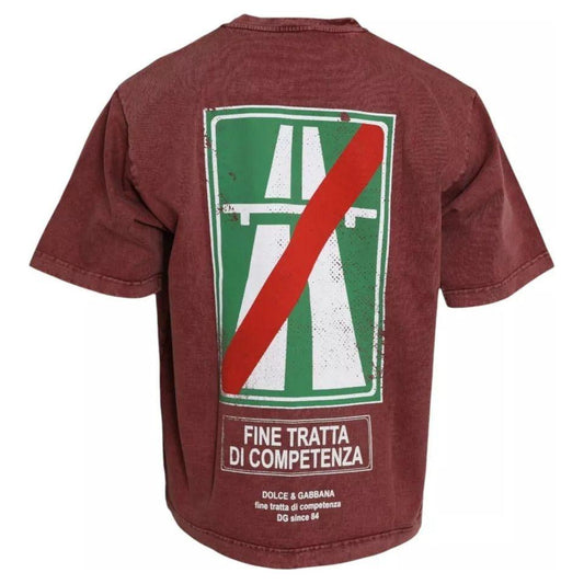 Dolce & Gabbana Maroon Print Round Neck Short Sleeves T-shirt Dolce & Gabbana Dark Olive Green