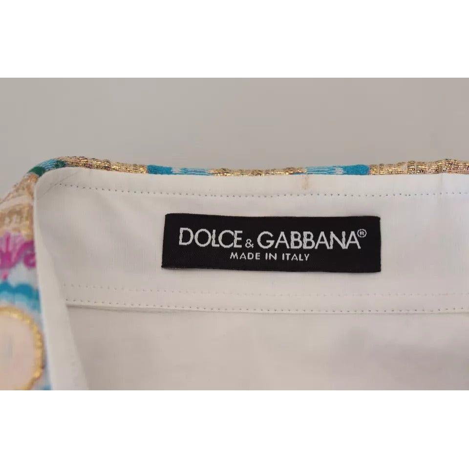 Dolce & Gabbana White Floral Jacquard Cotton Long Sleeves Top