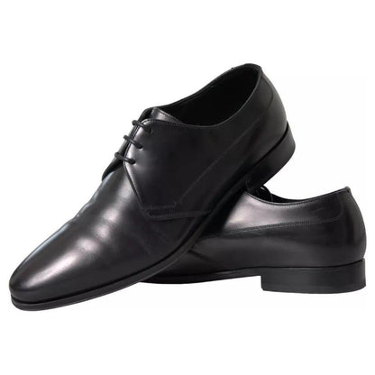 Dolce & Gabbana Black Leather Derby Formal Dress Men Shoes