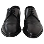 Dolce & Gabbana Black Leather Derby Formal Dress Men Shoes MV5615-41