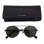 Dolce & Gabbana Matte Black Steel Frame Green Lens DG2245 Sunglasses GLA1106