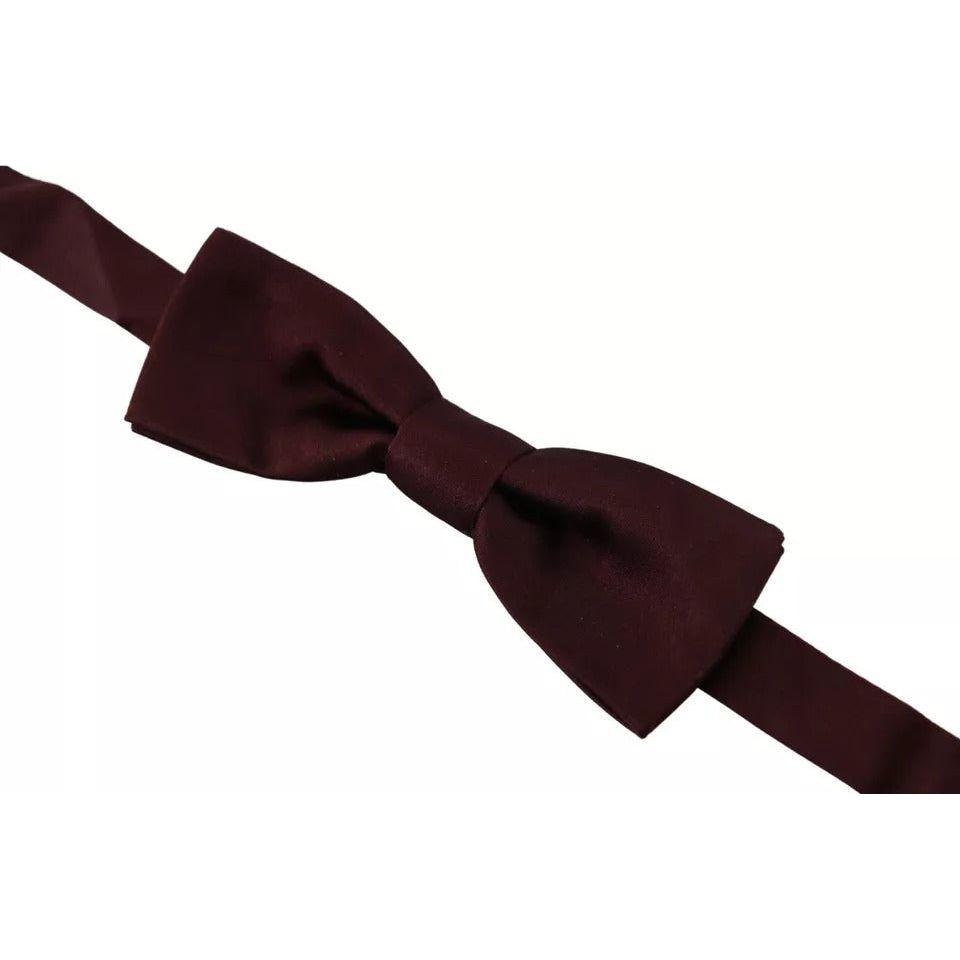 Dolce & Gabbana Bordeaux Silk Adjustable Neck Men Bow Tie FT3763