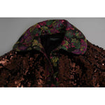 Dolce & Gabbana Multicolor Sequined Long Coat Jaquard Jacket JKT2699-40