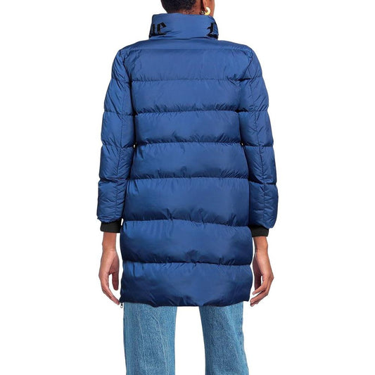 Love Moschino Chic Long Down Jacket with Logo Detail Love Moschino Dark Slate Blue