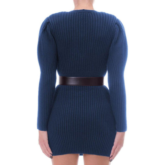 Elisabetta Franchi Blue Wool Women Dress EL-8016-IT44|L