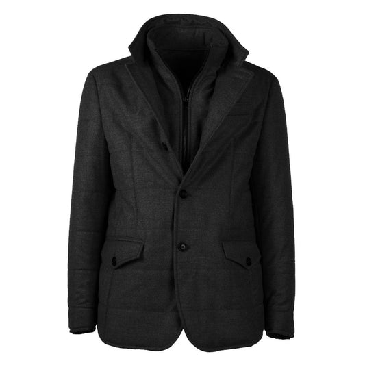 Made in Italy Elegant Wool-Cashmere Men's Coat Made in Italy Black
