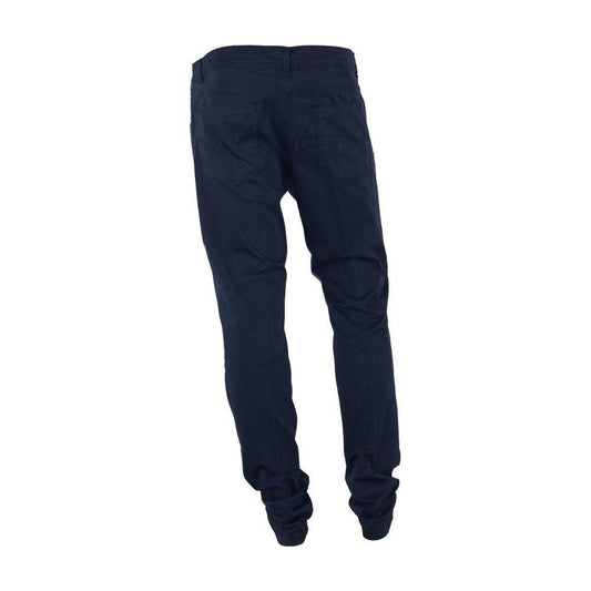 Made in Italy Sophisticated Summer Cotton-Blend Trousers Made in Italy Dark Slate Gray