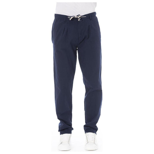Baldinini Trend Blue Cotton Men Chino Trouser Baldinini Trend Dark Slate Gray