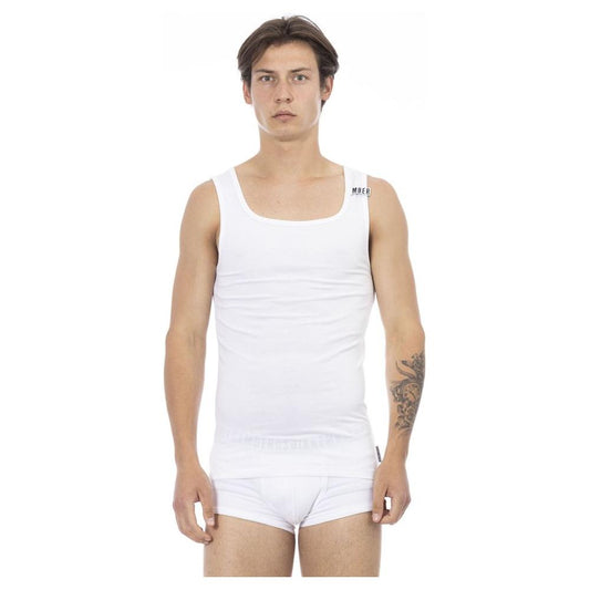 Bikkembergs White Cotton Men's Tank Top Bikkembergs Light Gray