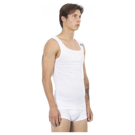 Bikkembergs White Cotton Men's Tank Top Bikkembergs Light Gray