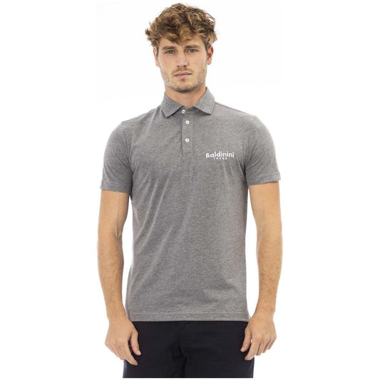 Baldinini Trend Gray Cotton Mens Polo Shirt Baldinini Trend Rosy Brown
