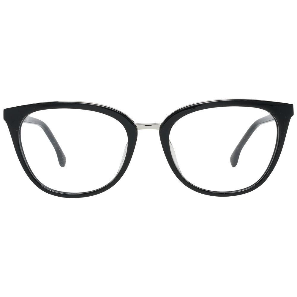 Lozza Black Unisex Glasses Frame, full-rim plastic eyewear with 52-18-135 size in black, including branded case, no spring hinge.