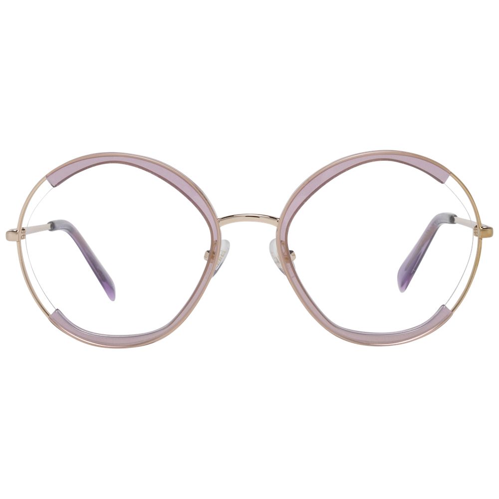 Emilio Pucci Purple Women Glasses Frame, round full-rim style with metal and plastic, demo lenses, 54mm width, 20mm bridge, 140mm temples.