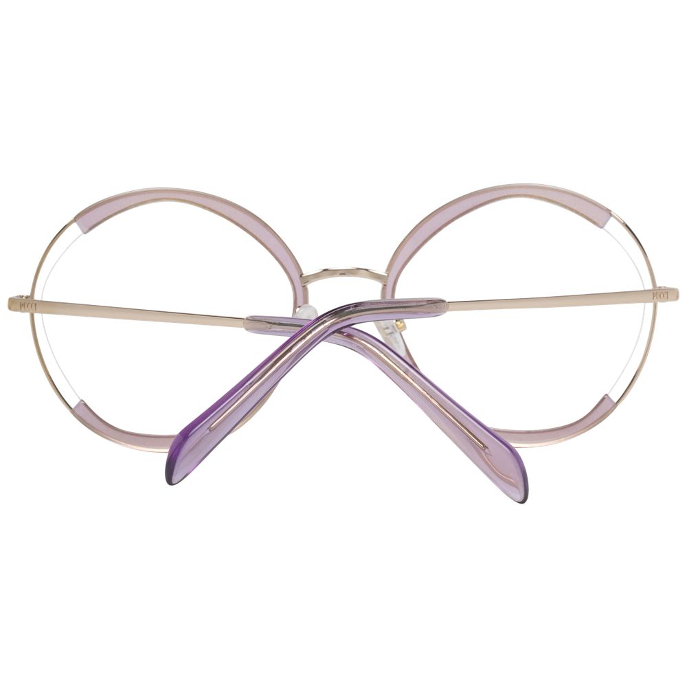 Emilio Pucci Purple Women Glasses Frame in metal and plastic, round full-rim design, 54 lenses width, 140 temples length, includes case