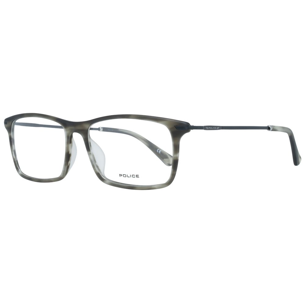 Police Gray Men Glasses Frame, metal & plastic full-rim design, 54mm lens width, includes branded case, temples 145mm