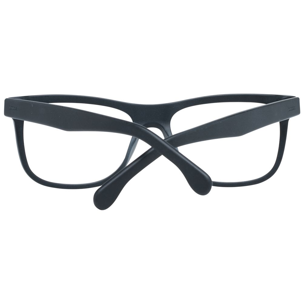 Lozza Black Men Glasses Frame, plastic round full-rim black eyeglasses, size 54-17-140, with demo lenses, includes branded case.