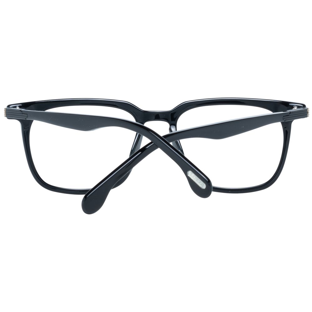 Lozza Black Men Glasses Frame with plastic rectangle full-rim style, spring hinge, 51-18-140 size, and demo lenses.