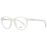 Maje White Women Glasses Frame in round style, acetate full-rim, demo lenses, size 49-19-140 with branded case included.