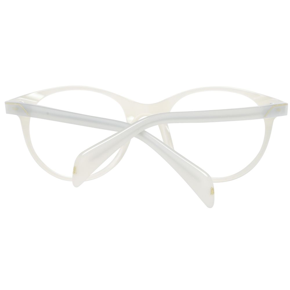Maje White Women Glasses Frame in acetate, full-rim round style, with demo lenses. Frame dimensions: 49-19-140, white color.