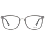 Police Gray Men Glasses Frame with grey full-rim square style, metal and plastic construction, 51-19-140 size, includes branded case.