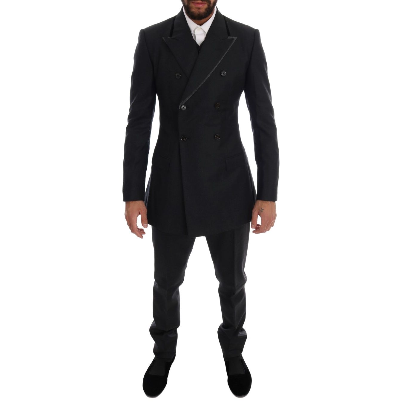 Dolce & Gabbana Gray Wool Double Breasted 3 Piece Suit