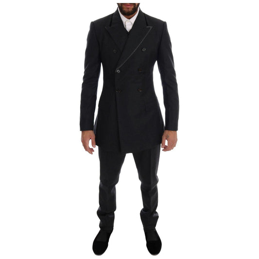 Dolce & Gabbana Elegant Gray Double Breasted Wool Suit Dolce & Gabbana Black