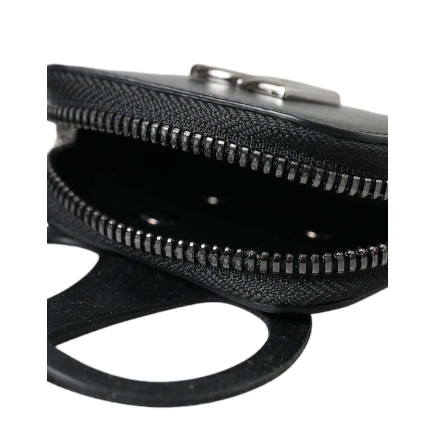 محفظة نقود معدنية من دولتشي آند غابانا مصنوعة من جلد العجل الأسود مع شعار DG