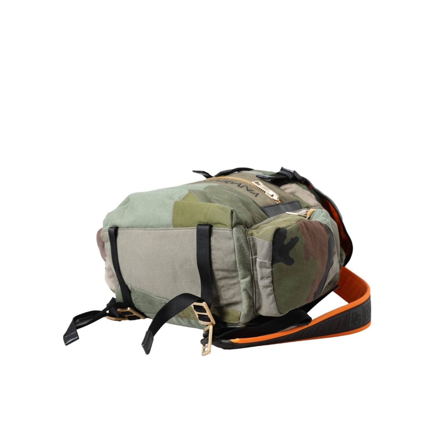 Dolce & Gabbana Military Green Patchwork Rucksack Backpack Bag