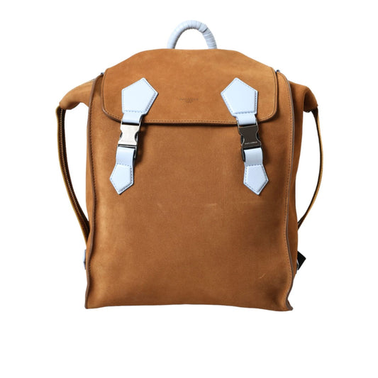Dolce & Gabbana Brown Yellow Suede Leather Logo Backpack Bag BAG1487