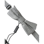 Dolce & Gabbana Gray Silk Polka Dot Adjustable Neck Men Papillon Bow Tie FT3895