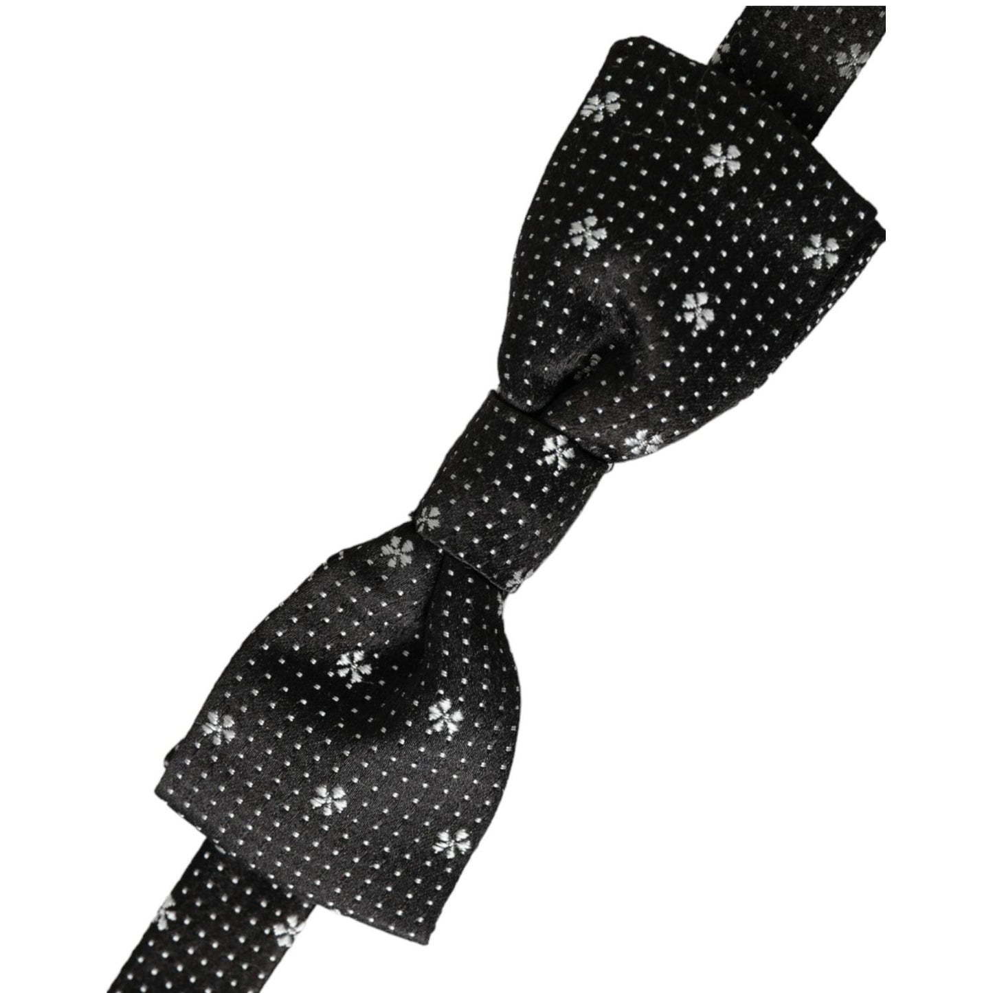 Dolce & Gabbana Black Silk Floral Adjustable Neck Men Papillon Bow Tie