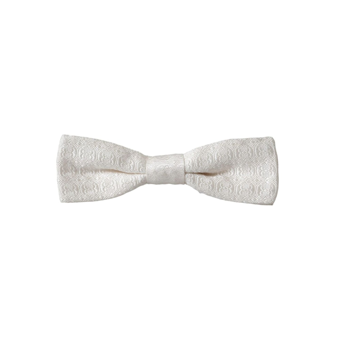 Dolce & Gabbana White Silk Patterned Adjustable Neck Men Papillon Bow Tie