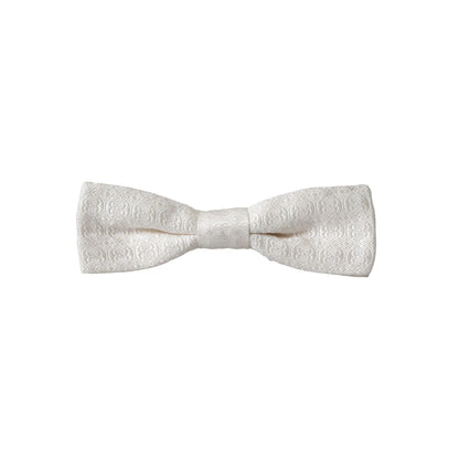 Dolce & Gabbana White Silk Patterned Adjustable Neck Men Papillon Bow Tie