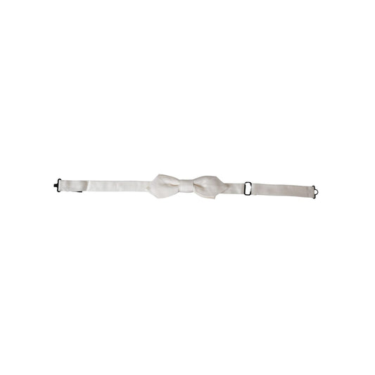 Dolce & Gabbana White Silk Adjustable Neck Men Papillon Bow Tie FT3915