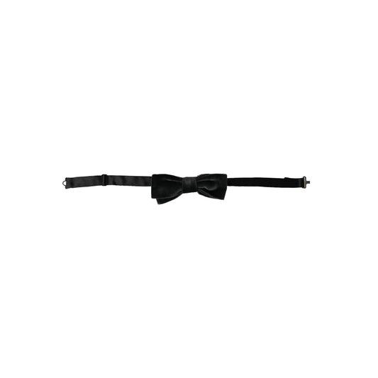 Dolce & Gabbana Black Velvet Cotton Adjustable Neck Men Bow Tie