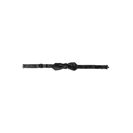 Dolce & Gabbana Black Satin Silk Adjustable Neck Men Bow Tie