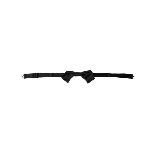 Dolce & Gabbana Black Satin Silk Adjustable Neck Men Bow Tie