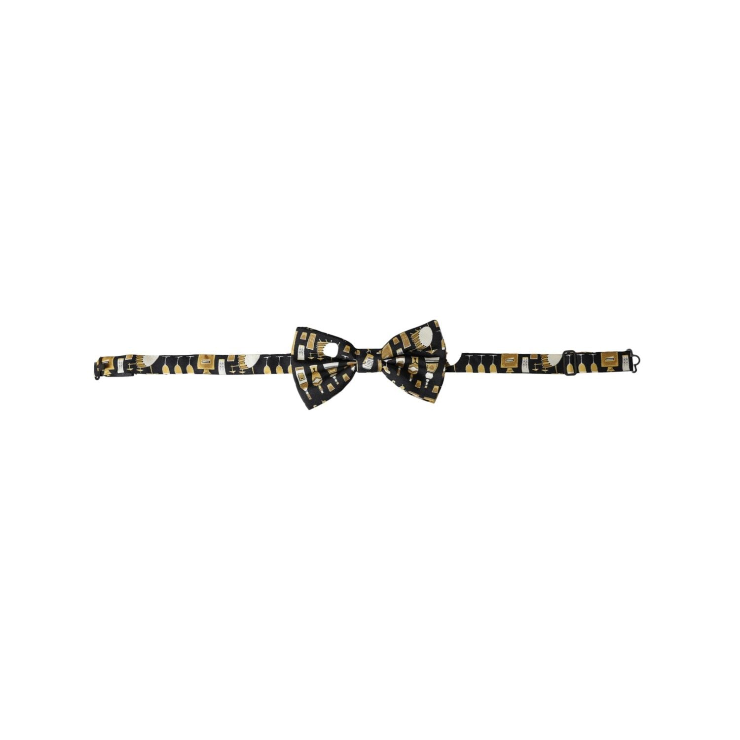 Dolce & Gabbana Black Silk Cocktail Adjustable Neck Men Bow Tie