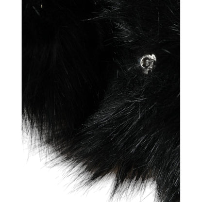 Dolce & Gabbana Black Faux Fur Whole Head Wrap Hat