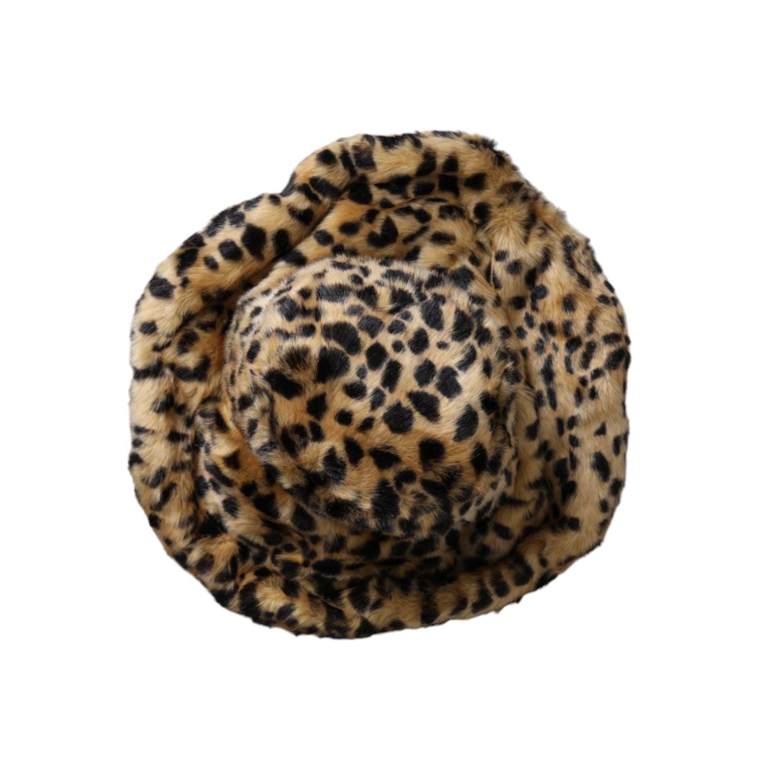 Dolce & Gabbana Brown Leopard Fur Women Bucket Hat