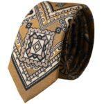 Dolce & Gabbana Yellow 100% Silk Wheel Print Adjustable Men Tie KRA3307