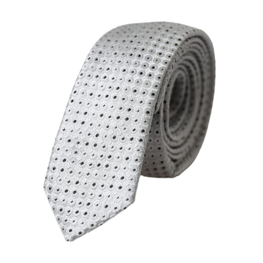 Dolce & Gabbana Light Gray Polka Dot Silk Adjustable Men Tie KRA3313