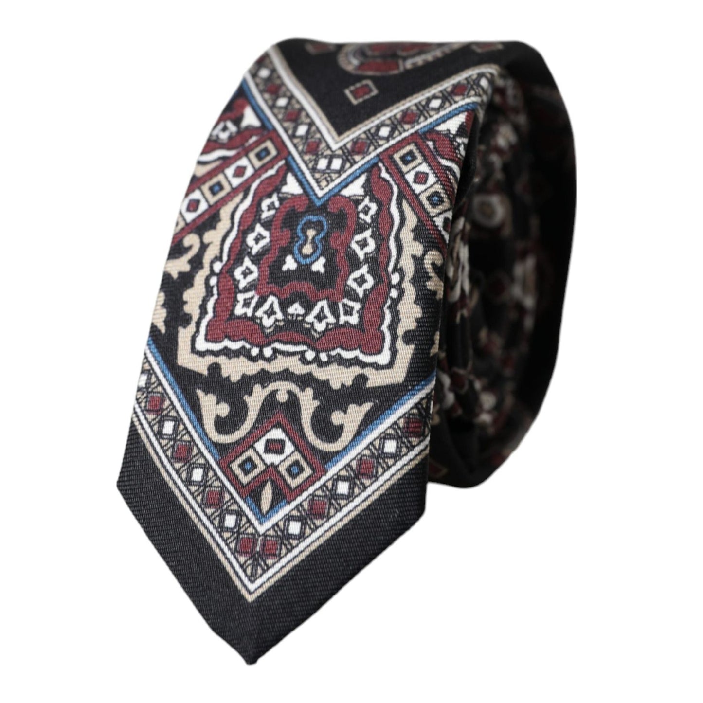 Dolce & Gabbana Black Printed 100% Silk Adjustable Men Tie KRA3320