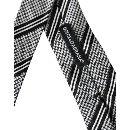 Dolce & Gabbana Black White Stripes Silk Adjustable Tie