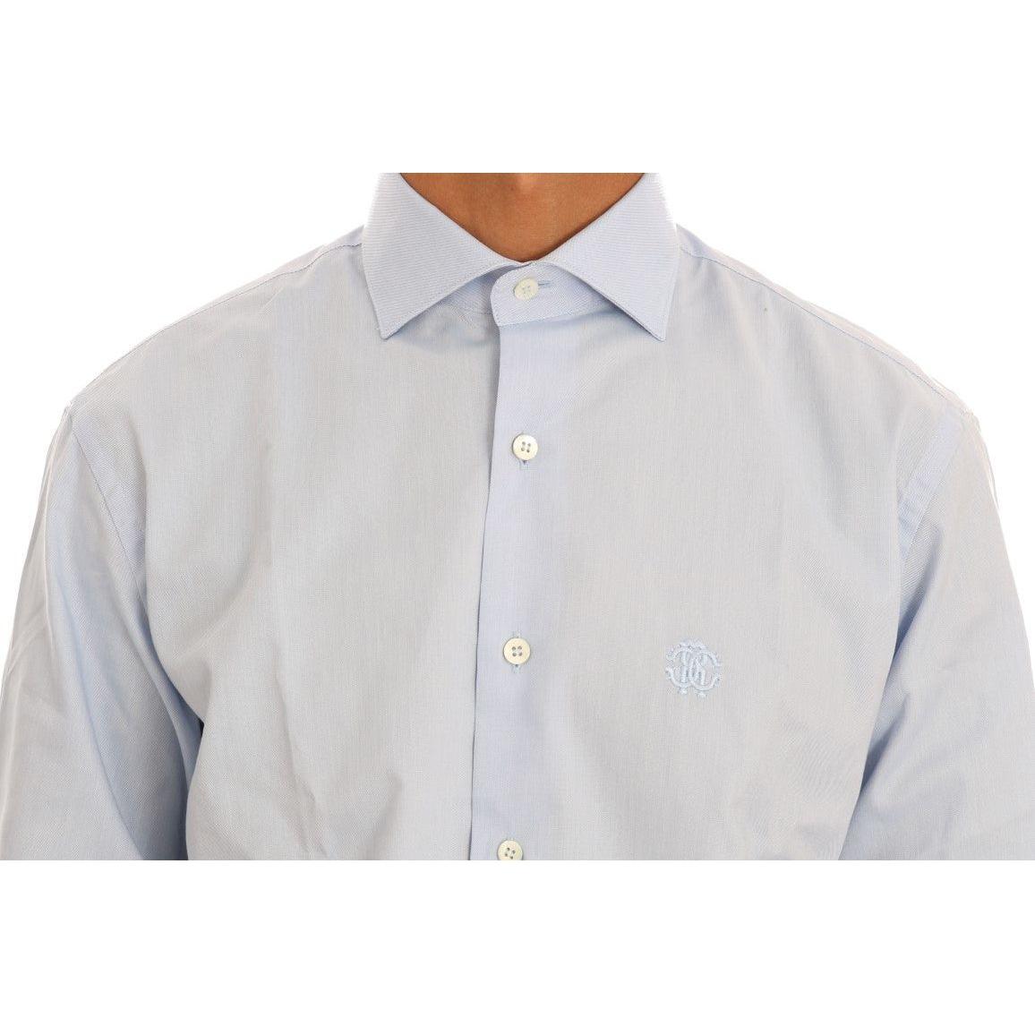 Cavalli Light Blue Cotton Slim Fit Dress Shirt TSH1486-5