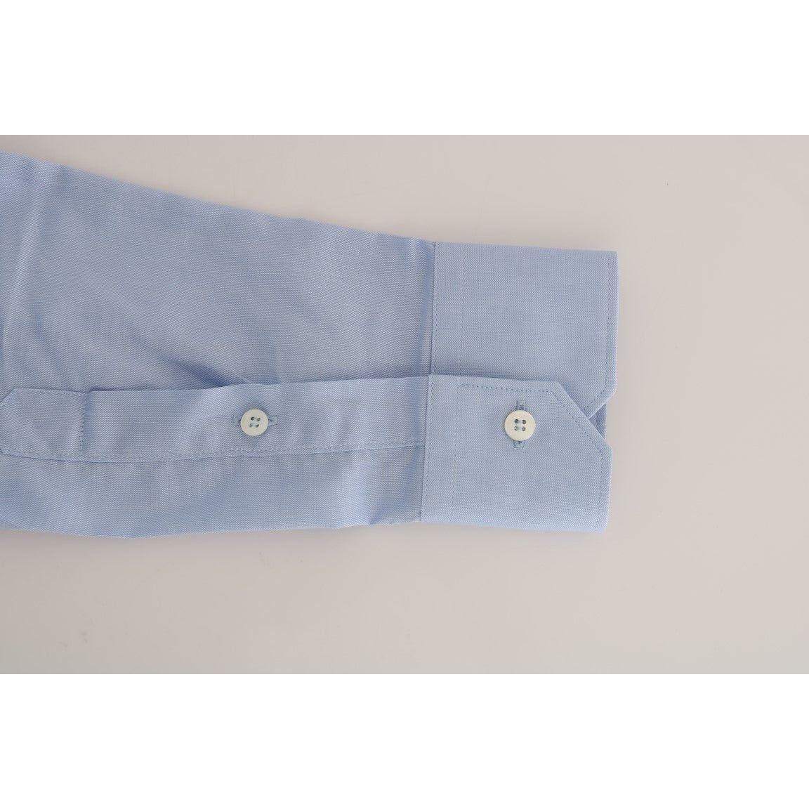 Cavalli Light Blue Cotton Slim Fit Dress Shirt