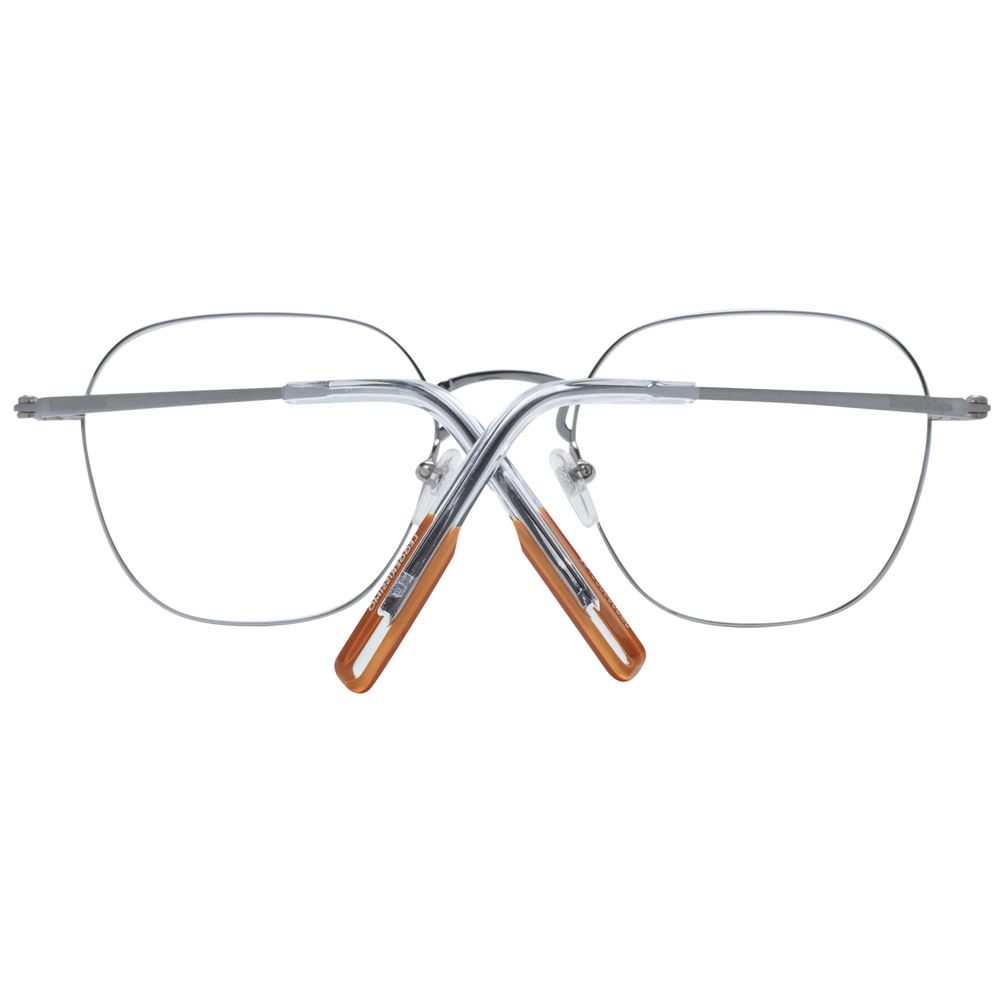 Ermenegildo Zegna Gray Men Glasses Frame, titanium full-rim round style with gunmetal color, demo lenses in branded case.