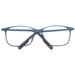 Ermenegildo Zegna Blue Men Glasses Frame with titanium full-rim in rectangle style, demo lenses, includes branded case.