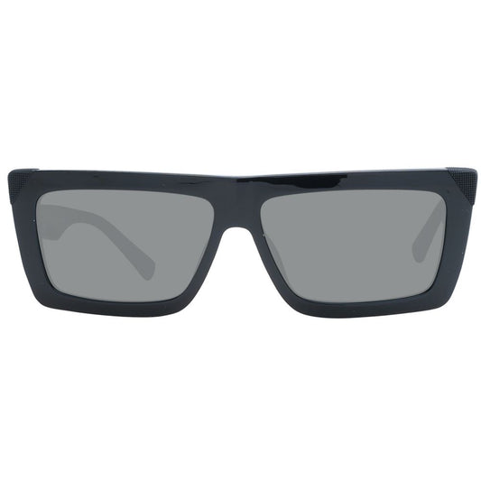 Sting Black Unisex Sunglass with black acetate full-rim frame and gradient grey lenses, offering 100% UVA & UVB protection in rectangle style.